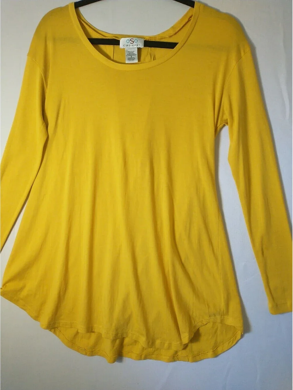 oso casuals Long Sleeve Tunic, Bright Yellow, Small, Laced Back